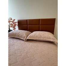 Modular Headboard Upholstered Premium Leatherette Queen King Size Double Box Bed - 鏽棕色 - 查看 4