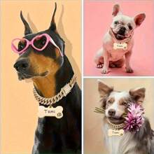 1pc Customized Luxury Rhinestone Dog Cuban Link Collar, 1.3cm Wide Hiphop Pet Necklace, Suitable For Small/Medium/Large Dogs, Pet Accessories & Gift, Can Engrave Pet Name, Phone Number, Anti-Lost Ornamental,Engraved Stylish,Fashion,Colorful,Vintage,Cute,Contracted,Cuties Custom,Unique,Customized,Personalized Pet For Anniversaries,For Birthdays,Pet Supplies,2025 Halloween Accessories,Fall Décor