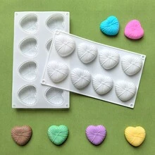 1 件 8 腔心形硅胶烘焙模具，适用于蛋糕、松饼、布朗尼、甜点、果冻、芝士蛋糕等，烤盘 - 白色 - 查看 6