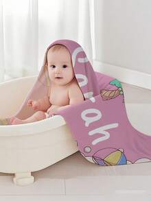 1pc Customized Text Printed Bath Towel, Beach Towel, Personalized Towel, Kids Towel, Pool Towel, Bathroom Towel, Holiday Gift, Beach Essential, Outdoor Travel