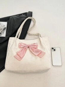 Cute Fairy Casual Large Bag 2025 New Niche Design Fashion Bow Woven Tote Shoulder Underarm Bag Women Tote Bags