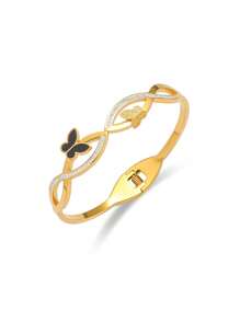 Pulseira de Aço Titanium Dourado Minimalista, Zircônia Artificial Embutida, Comprimento Ajustável, Adequada para Roupas de Verão, Férias, Presentes para Melhores Amigas, Anti-Desbotamento e Hipoalergênica, Acessório Elegante para Mulheres