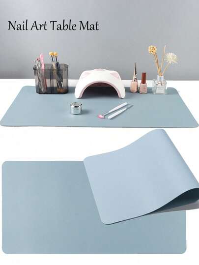 Grey Nail Art Table Mat Waterproof Foldable Nail Art Hand Rest Pad For Nail Arm Rest Cushion, Soft Microfiber Leather Nail Mat, Resistant Arm Rest Pad, Manicure Pad Nail Table Pad Desk Mat For Nail Technician Salon Home