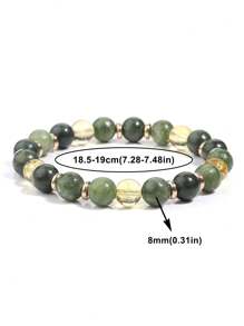 YAUKIA Pulseira de Riqueza e Boa Sorte, Jade do Sul e Joia Espiritual de Energia Citrina, Prosperidade, Abundância, Pulseira Absorvente de Energia Negativa
