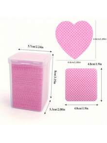 1 Box Of Lint Free Nail Wiping Cloth And Eyelash Extension Glue Cleaning Towel - Non-Woven Soft Gel Nail Remover Pad, Butterfly And Heart Design, Pink, Including Storage Box - Multicolor - View 11