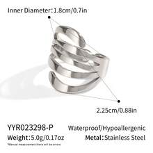 1 件简约百搭条纹开口戒指，18K 镀金不锈钢防水不褪色，适合女性日常和派对佩戴 - 戒指 - 查看 8