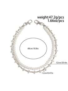 1 pieza Cadena para la cintura estilo retro y minimalista con perlas falsas, cadena cruzada personalizada para hombre, utilizada para decorar pantalones