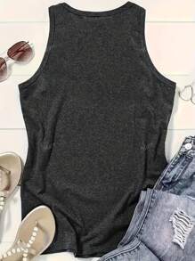 Vintage Western Style Women Tank Top With Slogan Print, Summer