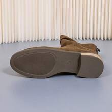 Nuevas botas cortas de mujer de estilo occidental, de unicolor, con cierre trasero, de moda retro europea y americana, para el otoño - Marrón - Ver 6