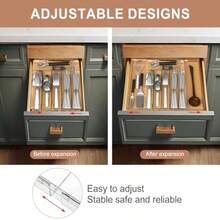 Silverware Drawer Organizer Expandable Utensil Cutlery Holder Adjustable Plastic Tray For ForksSpoons Or Knives With Knife Blocks Kitchen Storage Solution ClearW10 - Clear - View 4