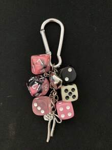 1 件男女通用手工幸运骰子钥匙扣、独特亚文化 Y2K 配饰、台球吊坠、背包饰品 - 粉色 - 粉色 - 查看 8