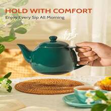 Sweese Teapots For Tea, 27 Oz Porcelain Tea Pot With Removable Stainless Steel Infuser, Tea Pots For Loose Tea - Dark Green - Dark Green - View 4