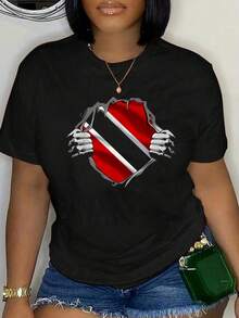 100% Cotton Trinidad And Tobago Clothing Trini Flag Roots Trinidadian T-Shirt Unisex Classic Comfort Tee Tops Oversized Crew Neck T Shirts - màu đen - Xem 1