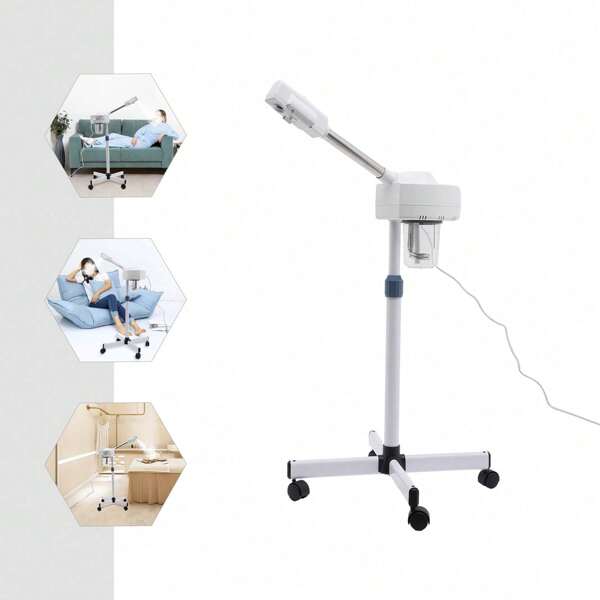 Professional Gesichtsdampfer, Lonic Ozon-Gesichtsdampfer, Porenreiniger Dampf Spa Maschine, Aquafacialgerät for Poren glättend, Reinigend, Hautverjüngung, 360° Rotatable Nozzle (Weiß)