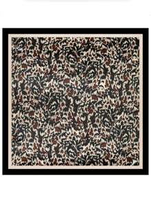1pc Versatile Vintage Leopard Print Scarf, Faux Silk Satin Satin Fashionable Shawl Wrap Suitable For Outings, Birthdays, Holidays