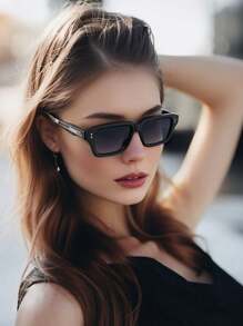 SeeBand Gafas de moda con montura cuadrada rectangular para hombres y mujeres, gafas de diseñador con estilo retro de los 90