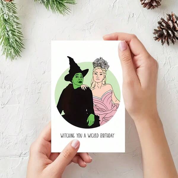 1 pieza Tarjeta de cumpleaños malvada para amigos, hermanas, cónyuges - Tarjeta de cartulina blanca con tema occidental con sobre, ideal para Halloween y Acción de Gracias - Papel decorativo, útiles escolares, vuelta al cole