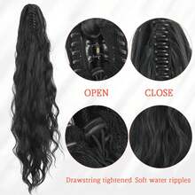 DIFEI-extensión de cabello sintético con cola de caballo para mujer, accesorios para el cabello con cola de caballo, peluca larga y rizada, color negro natural 6KZY - 233 - Ver 12