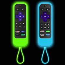[2 Pack] Climberer Silicone Roku Remotes Cover Case Compatible With|  Roku | Hisense Roku Remote | Roku Express 4K+ 2021 | Roku Streaming Stick+| Roku Streaming Stick 4K 2021(Luminous Green + Blue)