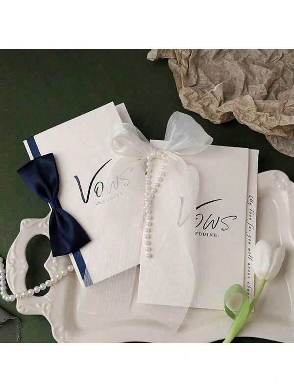 2Pcs/Set Wedding Vow Cards Premium Simple DIY Bride And Groom Confession Book With 2 Key Writing Pens, Love Themed Announcement Wedding Party Supplies