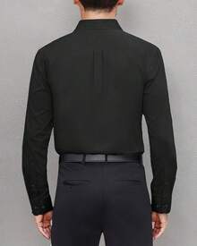 Men's Dress Shirts Stretch Stain Shield Long Sleeve Solid Formal Shirt Business Casual Button Down Shirts - trắng - Xem 8