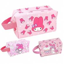 Sanrio Sanrio Hello Kitty & Friends Cartoon Cute Cosmetic Bag, Toiletry Bag With Handle, Large Capacity Travel Organizer Bag, Suitable For Melody, Kuromi, Pompompurin, Designs, 1pc Or 3pcs Set Available