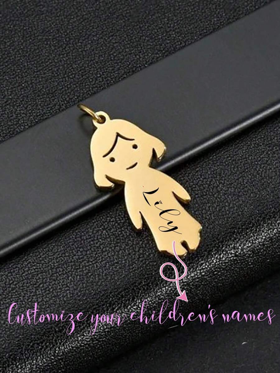 1 件定制不锈钢男孩和女孩儿童吊坠项链，个性化手工 DIY 雕刻名字/家庭项链