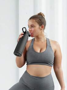 Botella de agua de acero inoxidable aislada de 24 onzas con pajita y asa de transporte, pared doble fría hasta 36 horas, tapa a prueba de fugas de Tritan para deportes, viajes (Cotton Candy)