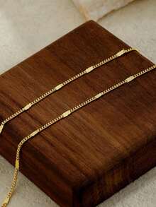 1条14K镀金多层项链，Y字形叠层项链，简约百搭个性化项链，套索式金项链，女士珠宝礼物 - 疊戴Y形鏈條分層項鍊 - 查看 6