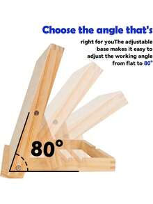 1 件可调节木制儿童画架 - 坚固的天然木质桌面角支架，80° 可调角度，素描水彩油画板，木制折叠香味便携式画板