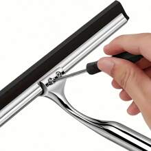 1 pieza Rasqueta de acero inoxidable para vidrio, 1 pieza Rasqueta profesional de acero inoxidable con hoja de silicona, herramienta de limpieza multiusos para baño, cocina, piso y superficies de vidrio, limpieza de ventanas, raspador para el regreso a clases