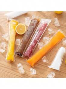 50Pcs-Long Ice Cream Bags For Vegetable/Juice, Puree, Ice Cream, Fruit Ice, Storage Bags That Can Be Sealed At Cold Temperatures, DIY Ice Cream Bags And Food Packaging Bags Gift Bags For Parties Kitchen, Disposable Lollipop Ice Bags Crushed Ice Ice Bags Self-Sealing Transparent Lollipop Ice Bags