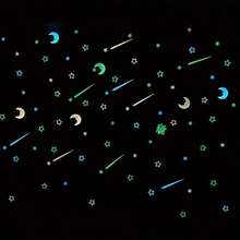 175片夜光墙贴 - 彩色发光星星、月亮、蝴蝶,家居客厅装饰,可重复使用塑料墙贴,营造温馨的夜晚氛围 - 彩色 - 查看 10