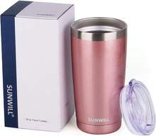 Travel Coffee Tumbler 20 Oz, Insulated Mug With Lid, Stainless Steel Cup For Hot And Cold Drinks, Rose Gold - 金色 - 查看 6