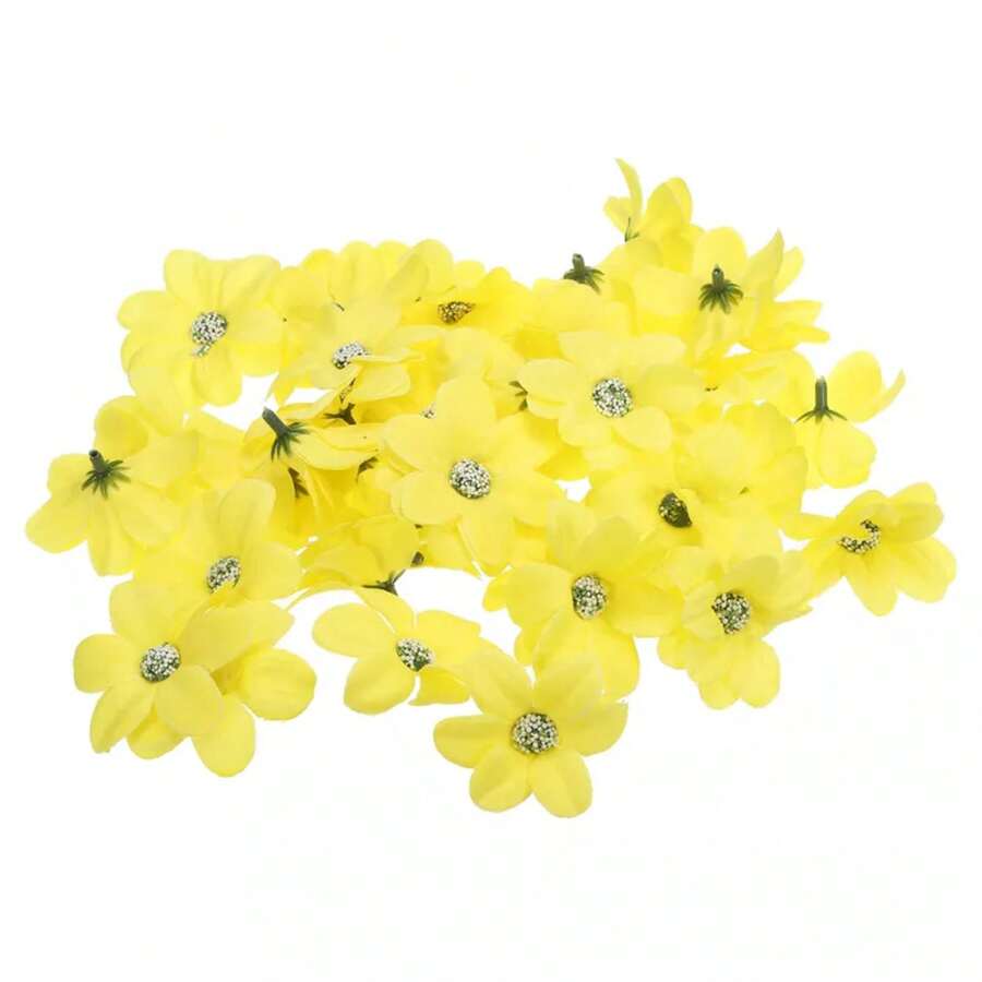 Faux Silk Multi-Layered Handmade Artificial Flowers Purple White Pink Bulk - Yellow - View 1