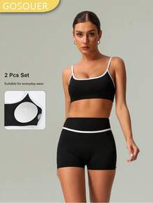 GOSOUER Spring And Summer 2 PCS Co-Ord Set Women Yoga Running Sports Bra And Short
