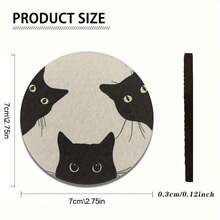 1 套 2 个猫咪玻璃图案汽车杯架垫，通用兼容，采用天然橡胶防滑涤纶背面，吸水针织面料，可爱卡通储物垫，用于车内尺寸 2.8 英寸，可水洗，单个重量 15 克 - 彩色 - 查看 2