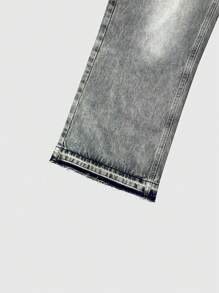 Herren Business Lässig Jeans mit abgerissenen Säumen und Fransen, verwaschen, einfaches Design, vielseitig einsetzbar, geeignet für alle Jahreszeiten, Knopf- und Reißverschluss, schmale gerade Beinform, Emo-Stil