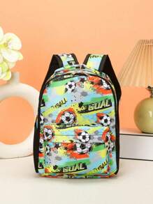 3PCS Back To School Backpack Travel Bag, Fashionable And Casual Cute Cartoon Football Print Travel Bag, Including Chest Bag, Luggage Bag, Clothing Storage Bag, Large Capacity Combination Bag. Suitable For Daily School, Very Suitable For Campus, Class, Photo, And Birthday Gifts For Friends. Suitable For Daily Business Trips, Outdoor Travel, Going Out, Outdoor Leisure Sports And Other Daily Use. Zipper And Print Positions Are Random.
