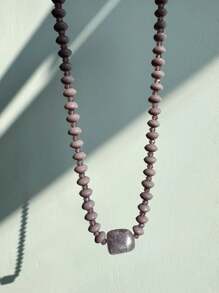 1 pièce Collier pendentif de pierres naturelles en acrylique violet, collier asymétrique élégant et de luxe à la mode pour femmes