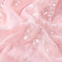 Women Sequin Slip-On Dress With Zipper Back & Padded Bust - Baby Pink - View 7