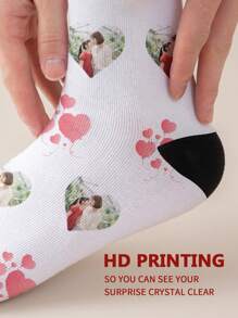 1 par de calcetines de tubo medio personalizados para mujeres, con cualquier rostro impreso, calcetines personalizados con fotos, pares de imágenes personalizadas e interesantes con calcetines de largo medio a largo, adecuados para el Día de San Valentín, cumpleaños, regalos y otras ocasiones, personalizados, divertidos, ricos y coloridos, diseño creativo de anime y dibujos animados, regalos navideños
