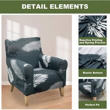 Local Delivery - Banquet Armchair Slipcover Printed Chair Covers With Arms Stretch Club Chair Slipcover Soft Armchair Sofa Covers Anti-Slip Furniture Protector For Dogs Pets Home Living Room Decor, 14 - 52 - 查看 3