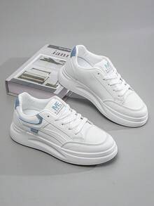 2025 New Spring/Autumn Fashion Versatile Thick Sole Lace-Up White Casual Sneakers For Women, Waterproof Platform Small White Shoes