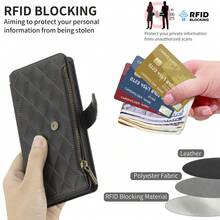 1 pezzo Custodia portafoglio multifunzionale con slot per schede, compatibile con Apple, compatibile con modelli di telefono Redmi, versione internazionale, non la versione domestica - nero - Visualizzare 5