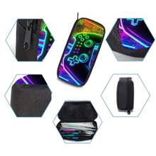 Exquisite And Cool Game Console Pattern 3 PiecesSet: Pencil Case, Lunch Bag, Adjustable Shoulder Strap, Multi-Functional, Perfect For Play, Ideal Gift For Back-To-School Season