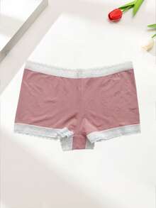 6条装女式休闲裤简约舒适平角裤极简运动中腰纯色提花柔软女式四角裤平角裤