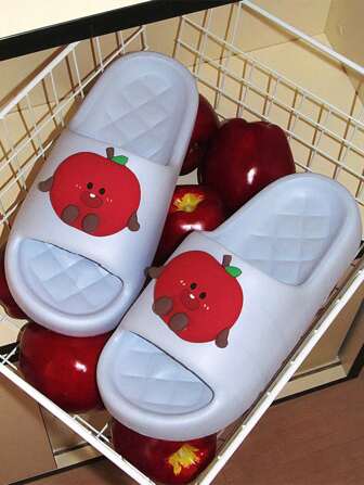 Women's Cute Apple Decor Soft-Sole Summer Indoor Casual Anti-Slip Home Slippers