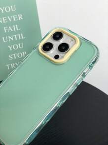 1 pieza Funda protectora de silicona con agujero grande, color verde macaron redondeado y cuadrado, minimalista y a prueba de golpes, compatible con iPhone 11 12 13 14 15 16 Pro Max, funda anti-caída linda.