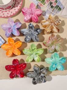 10pcs/Set Marble Pattern Pastel Hair Claw Clips, Bohemian Daisy Flower Style Hair Accessories For Beach, Wedding, Vacation Flower Hair Clips Fall Winter - Multicolor - View 1